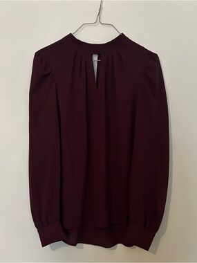 Reitmans Burgundy Long Sleeve Keyhole Blouse